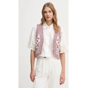 Dámská vesta Vesta s příměsí lnu Hoss Intropia 5879143 burgundské 83X, vel. S