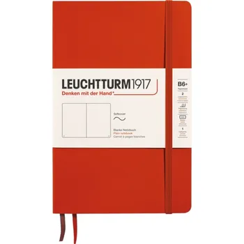 Diář Leuchtturm 1917, Notes hladký v měkké vazbě Leuchtturm 1917 B6+, 123 stran, tmavě oranžový, 80 g/m² - Formadore