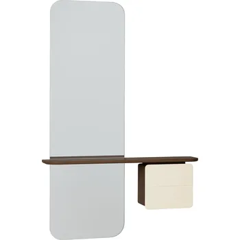 Zrcadlo Umage, Zrcadlo s poličkou One More Look perleťově bílá skříňka tmavý dub - Formadore