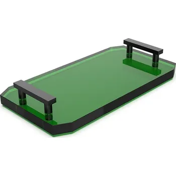 Úložný box Decor Walther, Koupelnová podložka Kristall s černými rukojeťmi tmavě zelená - Formadore