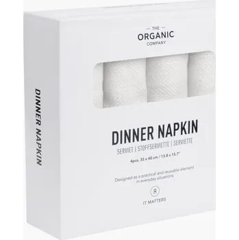 Papírový ubrousek The Organic Company, Ubrousky Dinner 35 x 40 cm bílé 4 ks - Formadore