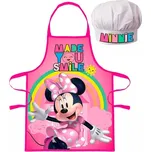 EUROSWAN • Dětská / dívčí zástěra s kuchařskou čepicí Minnie Mouse - Disney - motiv s duhou - pro děti 3 - 8 let