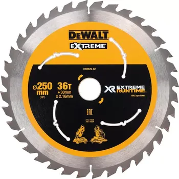 Pilový kotouč Pilový kotouč DeWALT XR EXTREME RUNTIME 250x30 mm 36 zubů, ideální pro pily FLEXVOLT FLEXVOLT NOVI