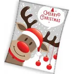 Carbotex • Velká vánoční plyšová deka Sob Rudolf - Coral Fleece s gramáží 240 gsm - 150 x 200 cm