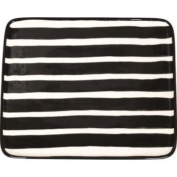 Talíř Zafferano, Jídelní talíř Lido Righe s pruhy 28 x 24 cm černý - Formadore