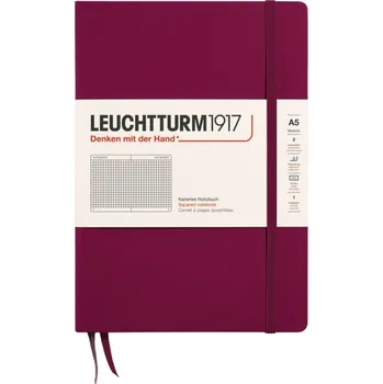 Diář Leuchtturm 1917, Zápisník Leuchtturm 1917 A5, linkovaný, v pevné vazbě, 251 stran, bordó, 80 g/m² - Formadore