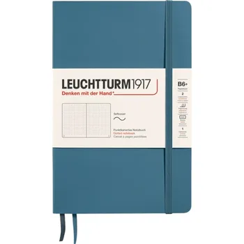 Diář Leuchtturm 1917, Tečkovaný zápisník v měkké vazbě Leuchtturm 1917 B6+, 123 stran, modrošedý, 80 g/m² - Formadore