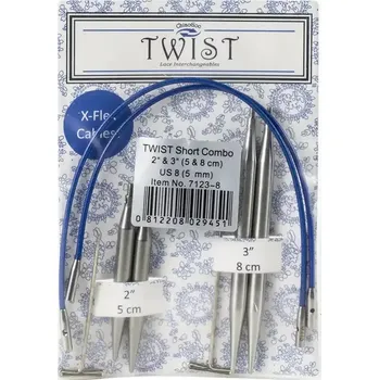 Jehlice ChiaoGoo Twist Short Combo set 5 + 8Cm vel. 5mm (Set vyměnitelných jehlic ChiaoGoo Twist Short Combo Set 5 a 8Cm 5mm)