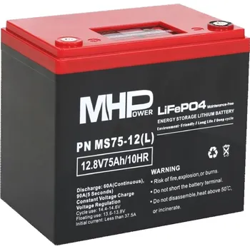 Záložní baterie MHPower MS75-12(L) Lithium baterie LiFePO4 12V/75Ah, Terminál LC5 - M8