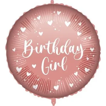 Balónek Kruh - Birthday Girl 46cm fóliový balónek a závaží