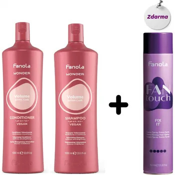 AKCE Fanola Wonder Volume šampon 1000 ml a Wonder Volume kondicionér 1000 ml + lak Fan Touch Fix it 500 ml ZDARMA