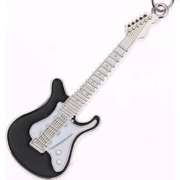 Přívěsek na klíče - černo/bílá elektrická kytara