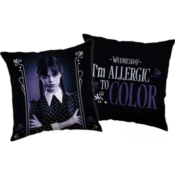 Bytový textil Jerry Fabrics • Oboustranný polštář Wednesday - motiv I'm allergic to color - 40 x 40 cm