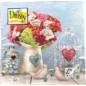 Papírový ubrousek Pro Háčkování Papírové ubrousky 33x33 cm květiny ve váze 20 ks