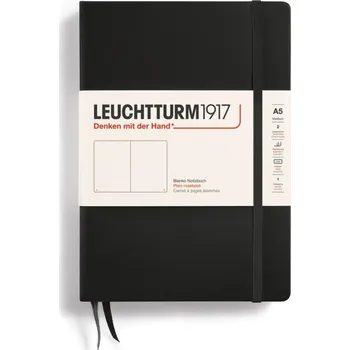 Diář Leuchtturm 1917, Notes hladký v tvrdých deskách Leuchtturm 1917 A5, 251 stran, černý, 80 g/m² - Formadore