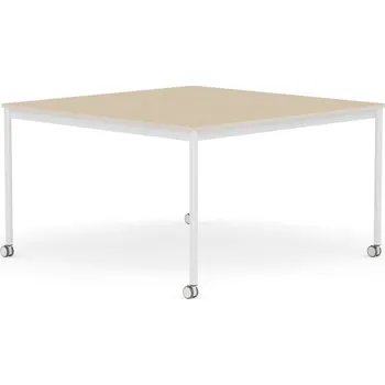 Jídelní stůl Muuto, Stůl na kolečkách Base čtvercový lakovaná dubová dýha bílé nohy 128 cm - Formadore