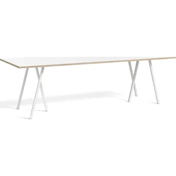 Jídelní stůl Hay, Stůl Loop Stand zesílená bílá laminátová deska stolu bílé nohy 250 cm - Formadore