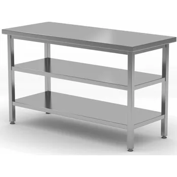 Dílenský stůl vasegastro Nerezový prostorový stůl 2 police 180x70x85cm
