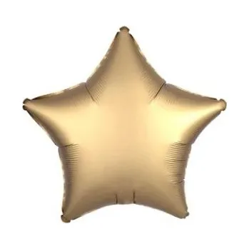 Balónek Hvězda - Zlatá Satin 46cm fóliový balónek a závaží
