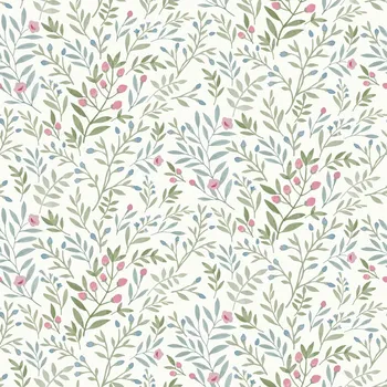 Tapeta Grandeco Vliesová tapeta na zeď, zeleno-modrá, větvičky, A78803, Inia, Grandeco, velikost 10,05 x 0,53 m