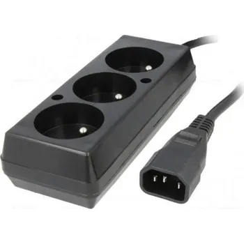 Prodlužovací kabel OEM Prodlužovací kabel pro UPS 3 zásuvky (z C14 IEC320 na 3 CEE 7/5 FR, CZ zásuvky) max.10A, délka 30 cm, černý