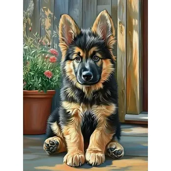 Diamantové malování Diamantové malování/Huacan - Štěňátko ovčáka