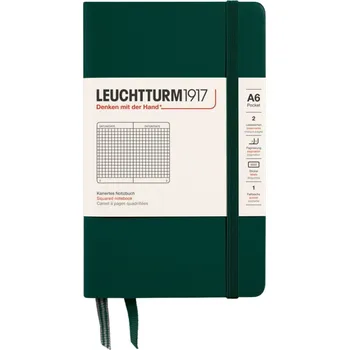 Diář Leuchtturm 1917, Zápisník Leuchtturm 1917 v tvrdých deskách, linkovaný, A6, 187 stran, lesní zeleň, 80 g/m² - Formadore