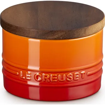 Dóza na potraviny Le Creuset, Kuchyňská dóza Le Creuset s dřevěným víkem 200 ml, plamenně oranžová - Formadore