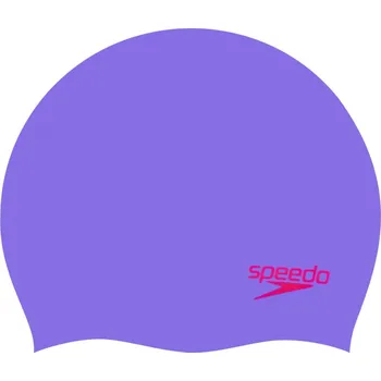 Plavecká čepice Dětská plavecká čepice Speedo Plain Moulded Silicone Junior Cap Fialovo/červená