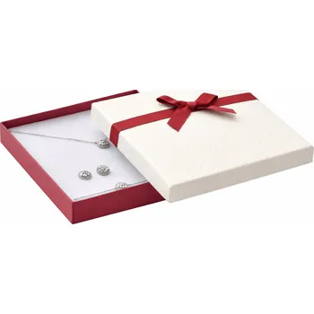 Dárková krabička B-TOP Dárková krabička na šperky – bordó a krémová 150 × 150 × 30 mm
