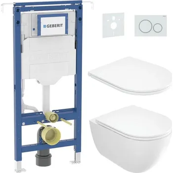 Klozet Závěsné WC + prkénko ROUND + tlačítko SIGMA + podomítkový modul + podložka