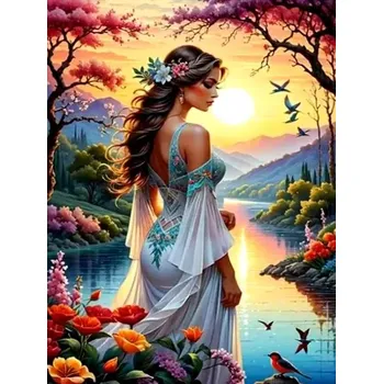 Diamantové malování Diamantové malování/Huacan - Kráska u jarního jezera