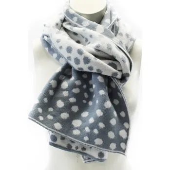 Šála Světle modrý dámský dlouhý modní šál s puntíkem Olexey