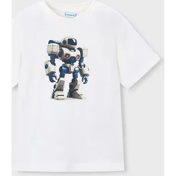 Dětské bavlněné tričko Mayoral 3066.5E.Mini.PPY2 bílá 00X, vel. 134