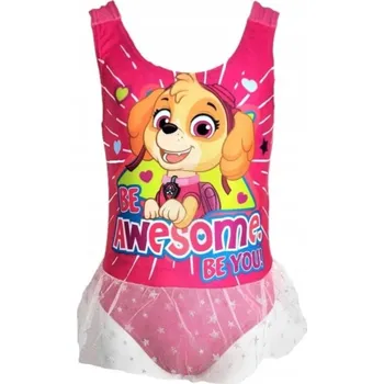 Dívčí plavky Setino • Dětské / dívčí jednodílné plavky Tlapková patrola - Paw Patrol - motiv Skye, tmavě růžové s volánkem - vel. EU 98
