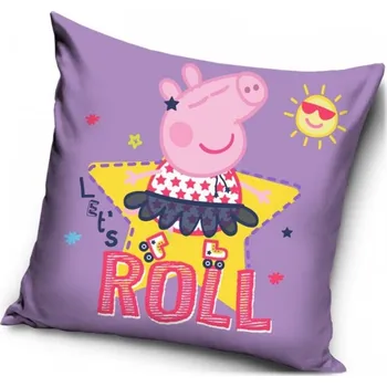 Dekorativní polštářek TipTrade (CZ) • Polštář Prasátko Peppa na bruslích - 40 x 40 cm