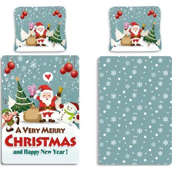 Povlečení BrandMac A Very Merry Christmas and Happy New Year šedé 140 x 200, 70 x 90 cm druky