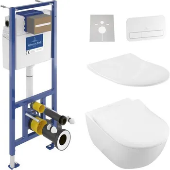 Klozet Závěsné WC + prkénko SUBWAY + tlačítko + podomítkový modul + podložka