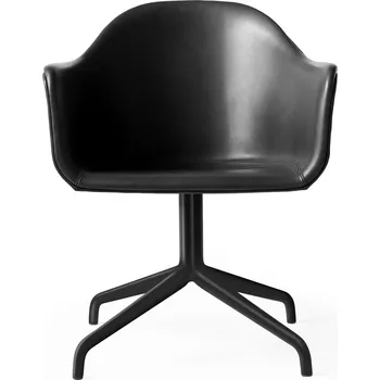 Jídelní židle Audo Copenhagen, Otočná židle Harbour kožená na černých nožkách s funkcí návratu černá - Formadore