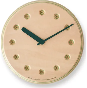 Hodiny Lemnos, Nástěnné hodiny Paper Wood Line zelené ručičky 22 cm - Formadore