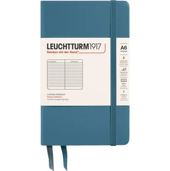 Diář Leuchtturm 1917, Zápisník linkovaný v tvrdých deskách Leuchtturm 1917 A6, 187 stran, modrošedý, 80 g/m² - Formadore