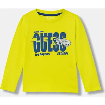 Dětská móda Dětské bavlněné tričko s dlouhým rukávem Guess N6RI01.K8HM4.PPY2 zelená 71X, vel. 88-96