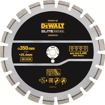 Řezný kotouč Diamantový kotouč 350×25,4 mm DeWalt ELITE SERIES pro řezání asfaltu DT20467