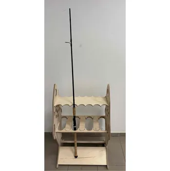 Vingo Dřevěný stojan na rybářské pruty - 14 ks, přírodní