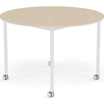 Jídelní stůl Muuto, Stůl na kolečkách Base kulatý lakovaná dubová dýha bílé nohy 110 cm - Formadore