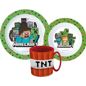 dětská jídelní sada Stor • Sada plastového nádobí Minecraft s červeným hrnkem TNT - 3 díly