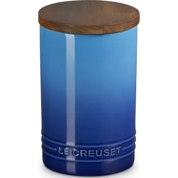 Dóza na potraviny Le Creuset, Kuchyňská dóza Le Creuset s dřevěným víkem, 770 ml, hluboká modrá - Formadore