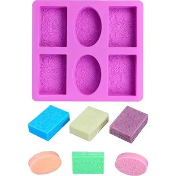 Silikonová forma na mýdlo ornamenty obdélníky a ovály - 6ks