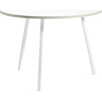 Jídelní stůl Hay, Stůl Loop Stand kulatý bílá laminátová stolová deska bílé nohy 105 cm - Formadore