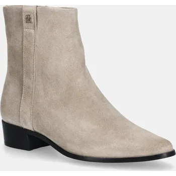 Dámské kozačky Semišové boty Tommy Hilfiger TH SUEDE POINTY ZIP BOOTIE FW0FW08981 béžová 80X, EUR 40